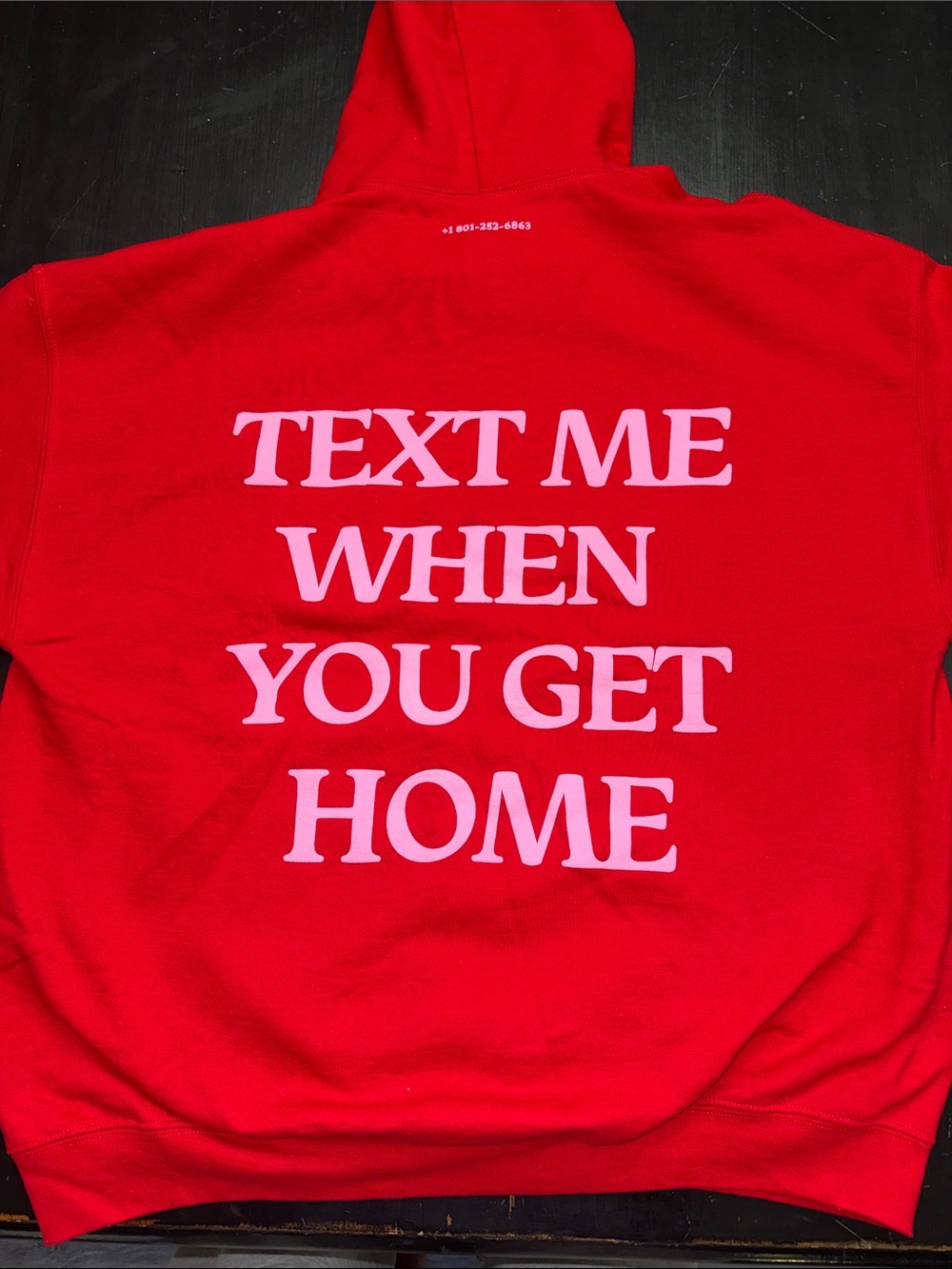 LONELY GHOST text me when you get home hoodie sweatshirt. red with pink size XL.